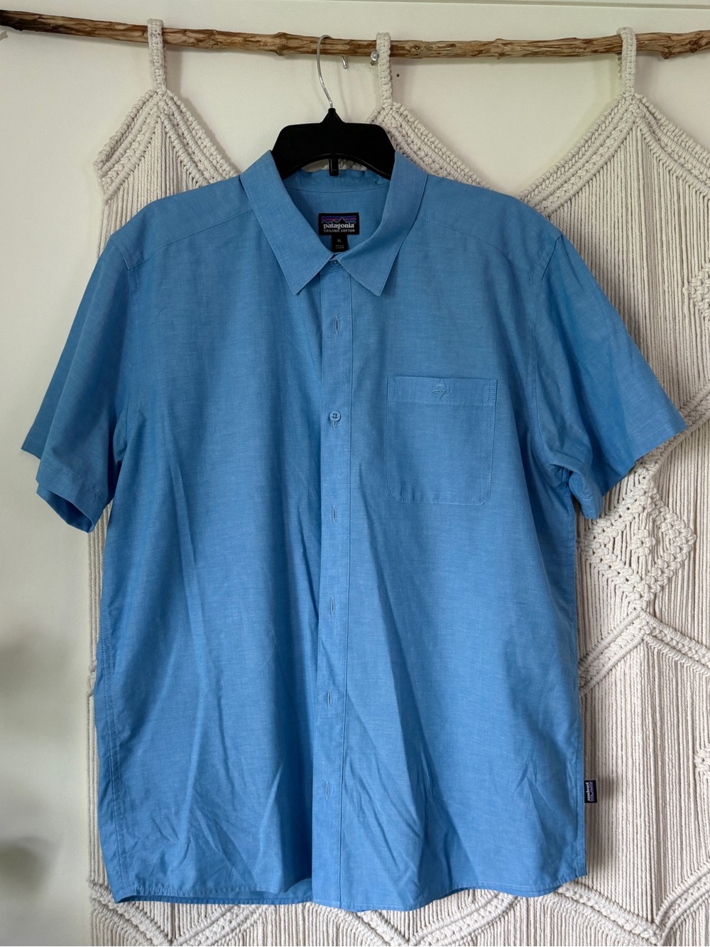Patagonia Blue Short Sleeve Button Down Shirt XL
